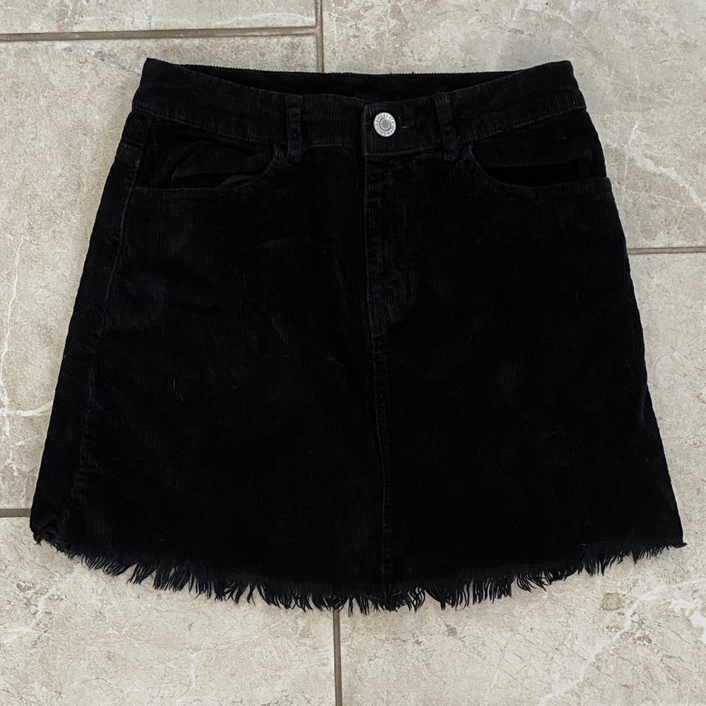 Brandy Melville Black Corduroy Mini Skirt